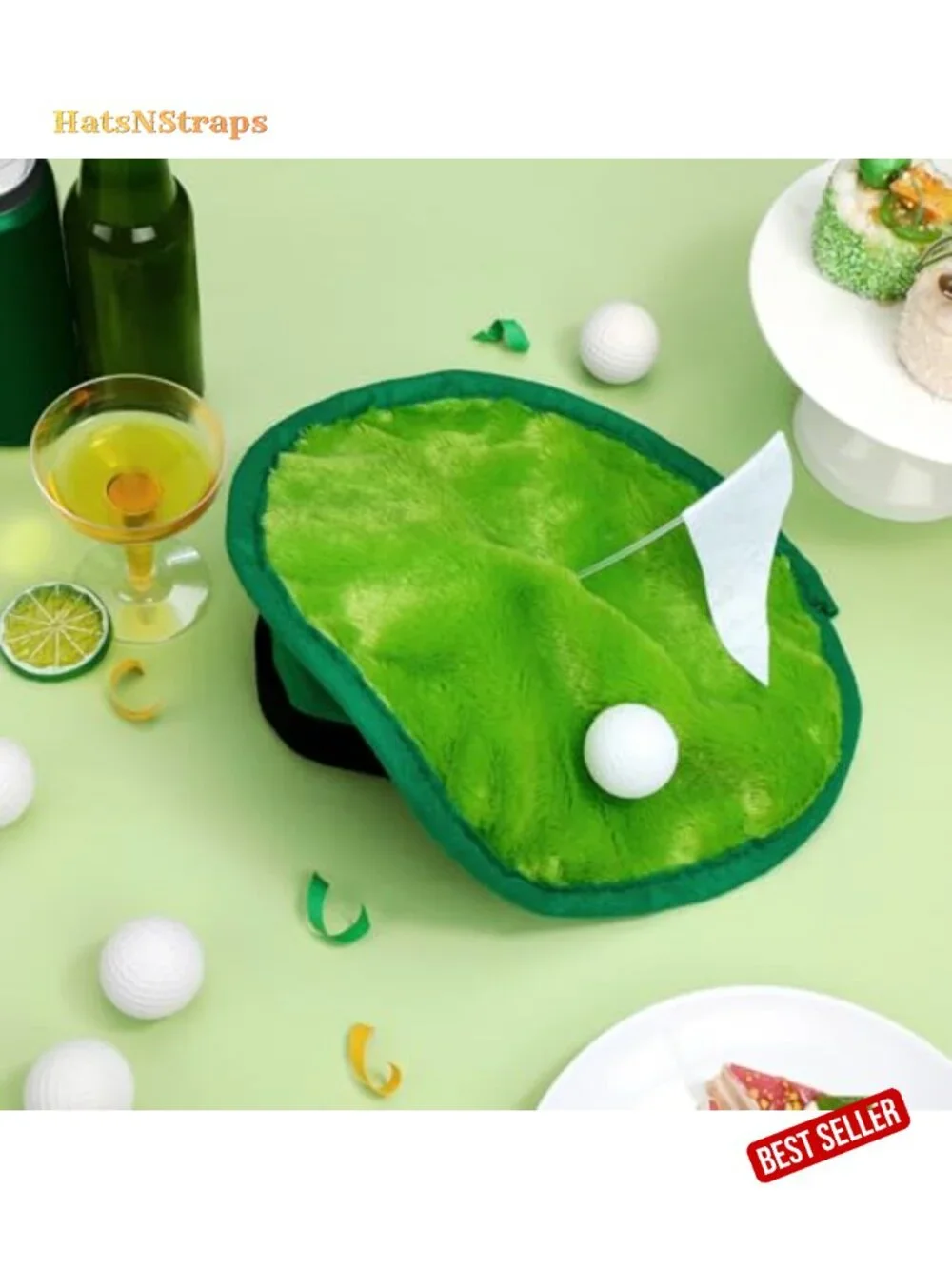 Funny Golf Hat Party Costume Accessories Novelty Golfer Beret with Ball Flag